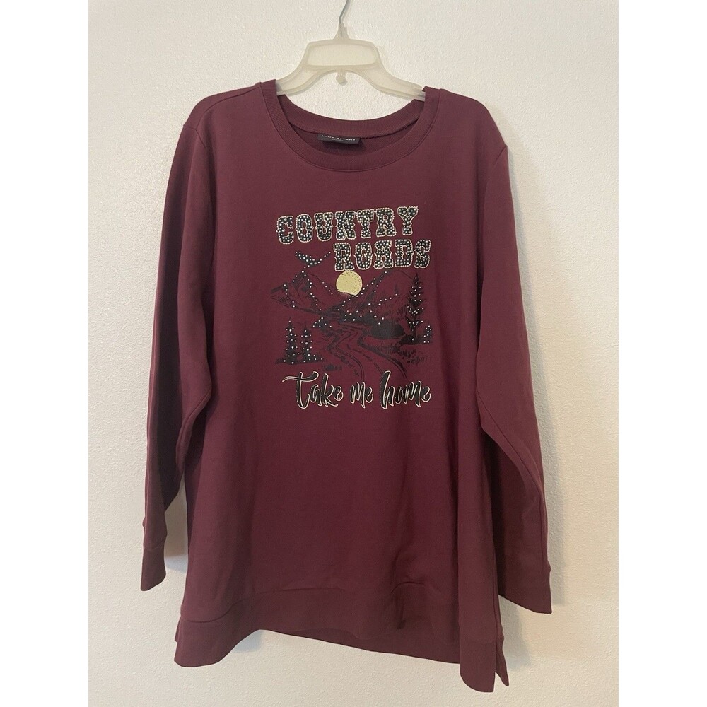 Lane Bryant Knit Pullover Sweater Maroon Cowgirl Western Size 22/24